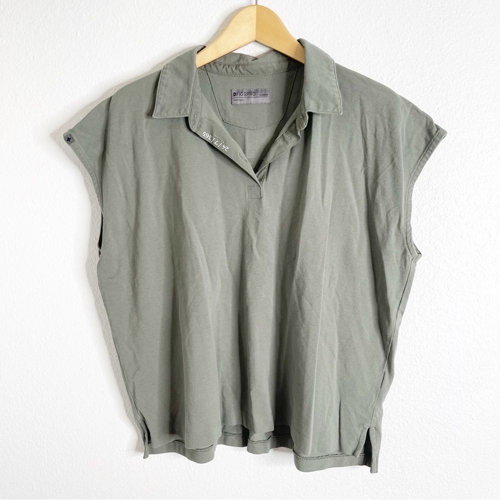 Figs Pique Drop Shoulder Polo Agave‎ Green Size Extra Large